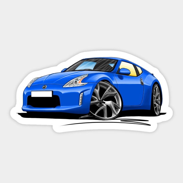 Nissan 370z Blue Car Caricature Sticker by y30man5